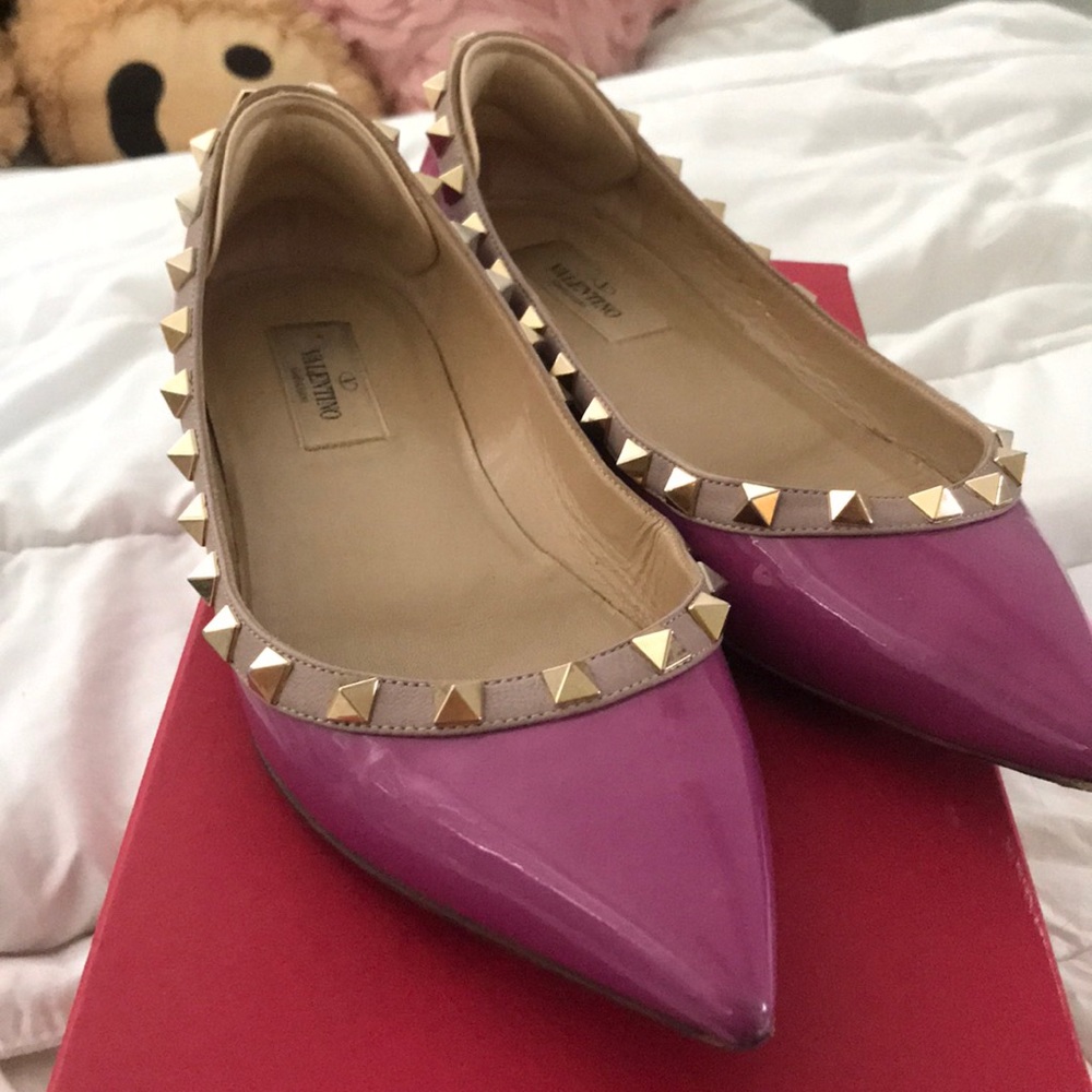 Purple Violet Valentino Stud Flats Size 6 (36)